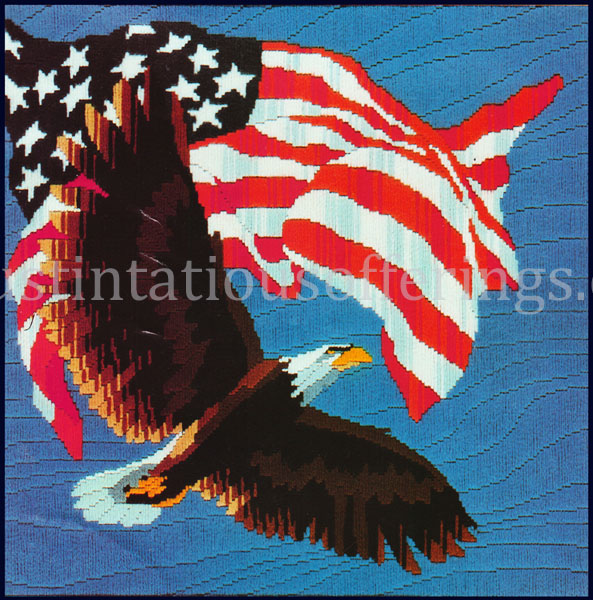 Rare Reinardy Patriotic Longstitch Needlepoint Kit Flag Eagle