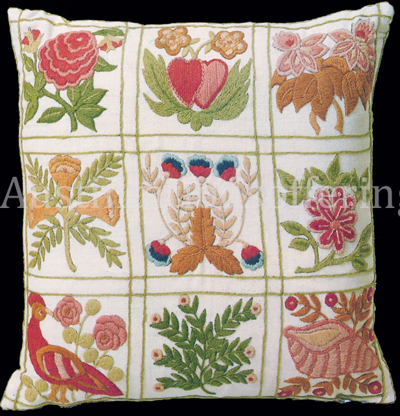 Rare Johnson Spring Floral Tapestry CrewelEmbroidery Pillow Kit