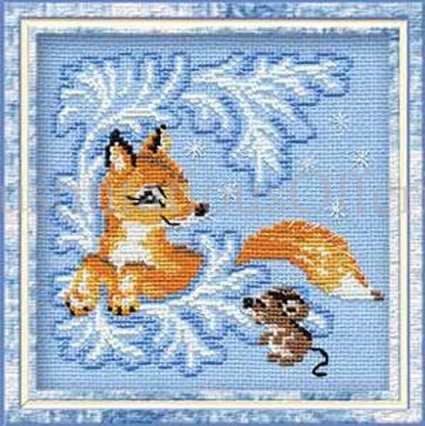 Skabeeva Wintry Critters Cross Stitch Kit Fox Cub and Mouse