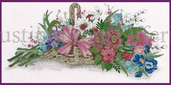 French Trug Summer Basket Cross Stitch Kit Abundant Cut Flowers