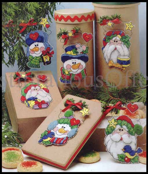 Rare Trainer Snowman Santa Needlepoint Kit Christmas Ornaments