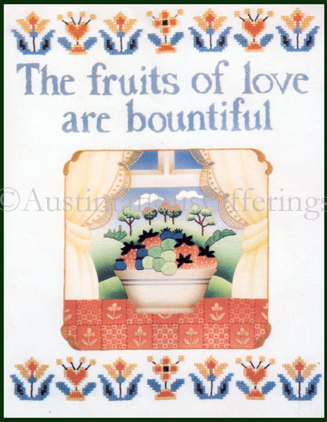 Rare Benson Folk Art Fruits Of Love Embroidery  Kit Suits Beginners