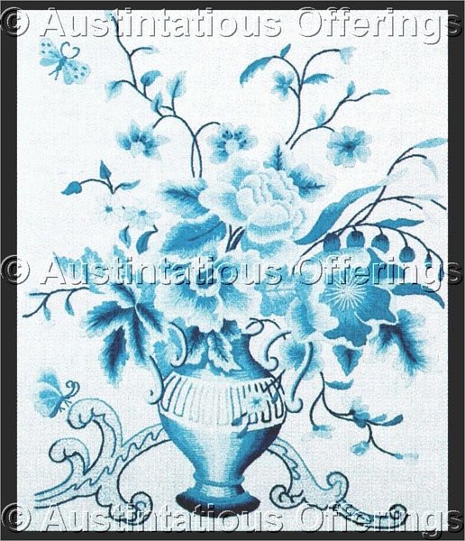 Rare Williams Gainsborough BlueWhite Floral CrewelEmbroidery Kit
