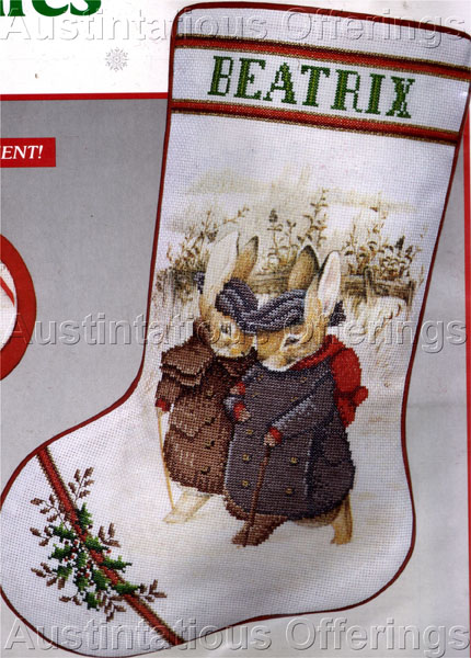 Potter Gentlemen Rabbits Cross Stitch Christmas Stocking Kit