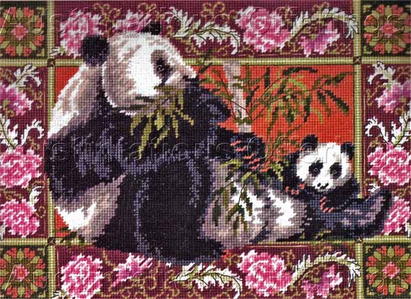 Rare Edith Collection Wildlife Needlepoint Kit Oriental Panda