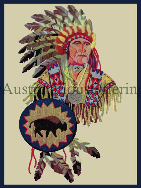Rare Metz NativeAmerican Chief in Headdress CrewelEmbroidery Kit