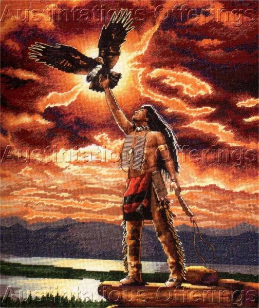 Rare Craig Tennant Native American CrossStitch Kit Eagle Feather
