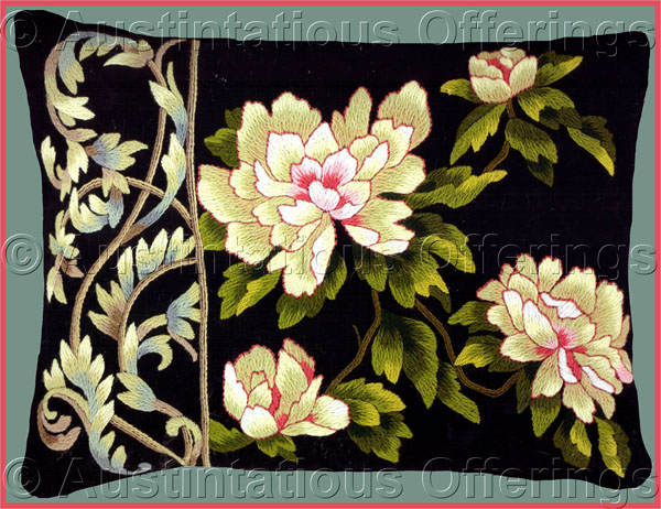 Rare Boursicot Floral CrewelEmbroidery Kit Peony Acanthus Leaves
