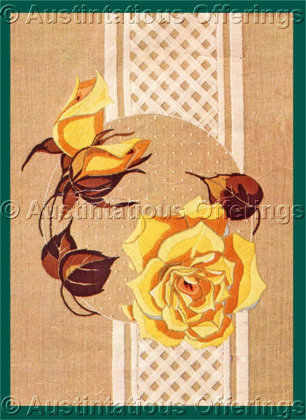 Rare Hoeffner Yellow Roses Crewel Embroidery Kit Summer Trellis