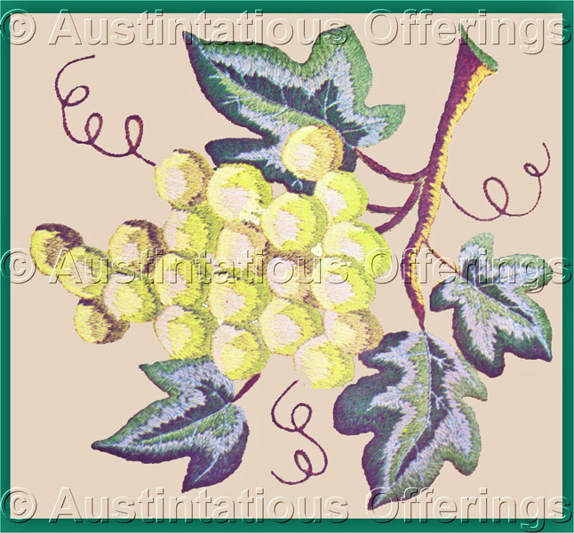 Rare Grapes on the Vine Crewel Embroidery Kit Ripe Fruit Pillow