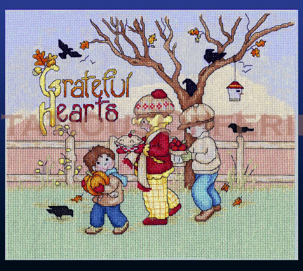 Engelbreit Attitude of Gratitude CrossStitch Kit Autumn Leaves