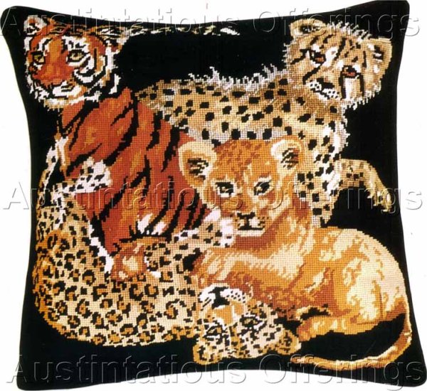 Big Cat Cubs Needlepoint Kit Polite to Point Wildlife Federation