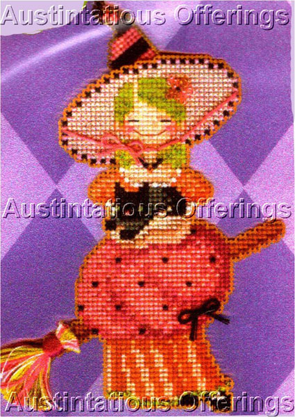 Halloween Witch Sisters Bead CrossStitch Kit Brooke Books Hannah