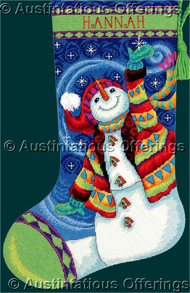 Jubilant Snowman Needlepoint Stocking Kit Starry Sky M Noiset