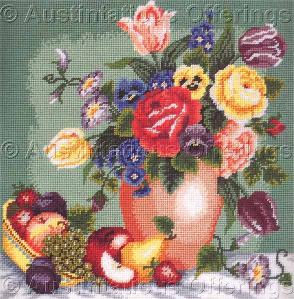 Rare Classic Harvest StillLife Needlepoint Kit Wool Fruit Floral