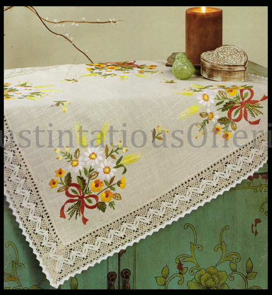 Autumn Wildflower Harvest LaceEdge Embroidery Kit TableCloth