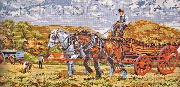 Rare Draft Horses Hay Wagon Penelope Needlepoint Kit Farm Anchor