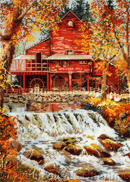 Rare Williams Autumn Mill Stream Cross Stitch Kit Dorothy Dent