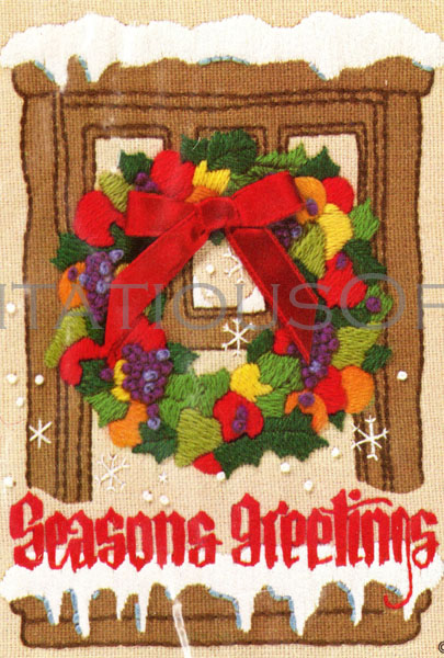 Rare Enstaff Snowy Window Yuletide Wreath Crewel Embroidery Kit