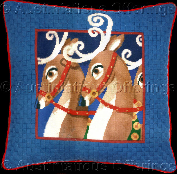 Rare Mark Grounard Art Repro Needlepoint Kit Santas Reindeer