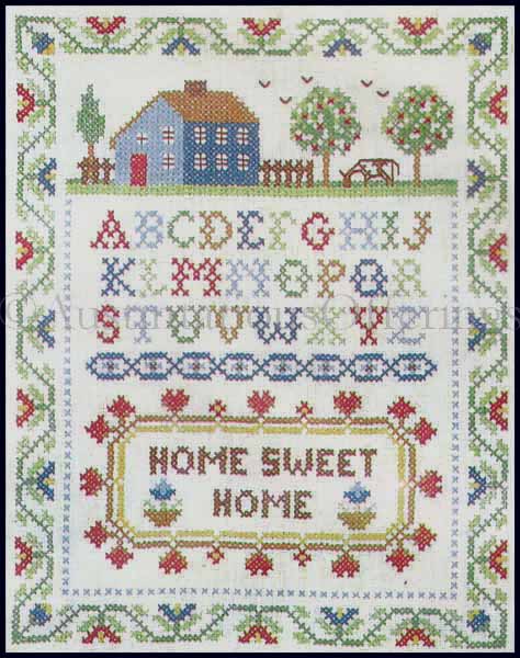 Folkart Home Stamped Cross Stitch Sampler Kit Saltbox Farmhouse