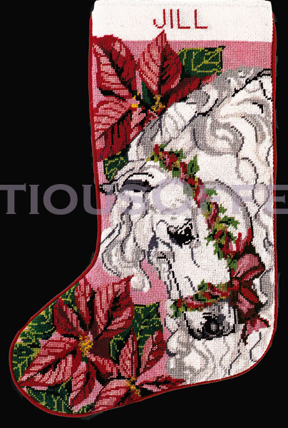 NeedlepointUS: White Poinsettias Needlepoint Stocking Canvas, Canvas or  Kit, AXS309