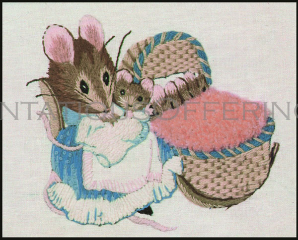 Rare Wilson Hunca Munca Crewel Embroidery Kit Beatrix Potter