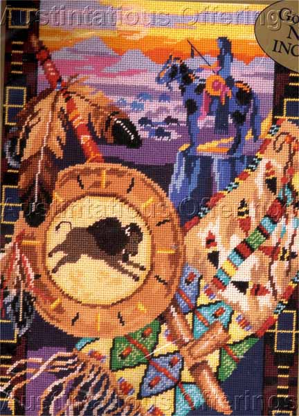 Rare Native American Warrior Buffalo Herd Needlepoint Kit