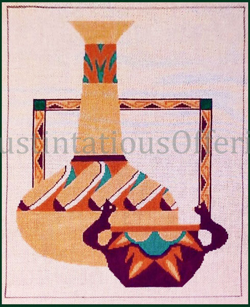 Southwest Pottery HandPainted Needlepoint Canvas Native American