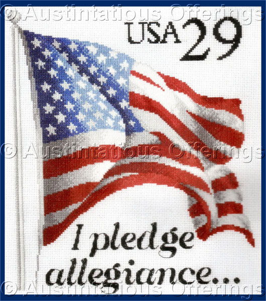 Rare Postal Art Repro CrossStitch Kit American Flag Allegiance