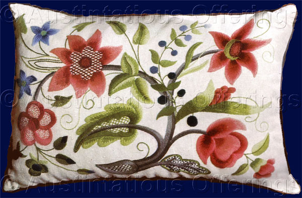 KIT Jacobean Flower Wool Applique Hand Embroidery / KIT / 
