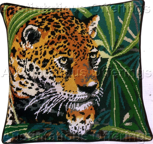 Big Cat Needlepoint Kit Polite to Point Jaguar Jungle Wildlife