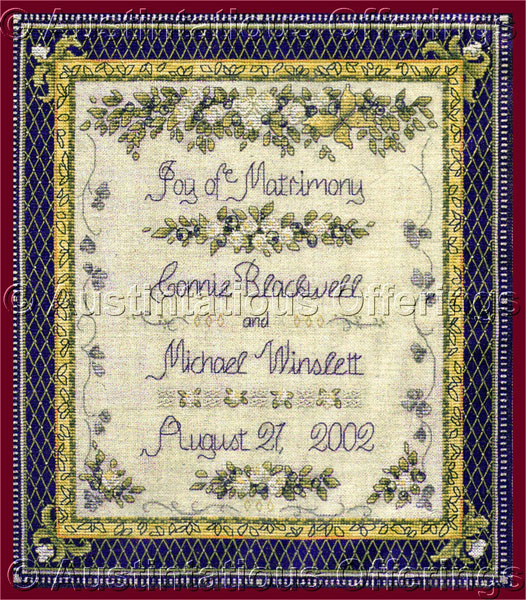 Elegant Barber Cross Stitch Wedding Sampler Kit Matrimonial Joy