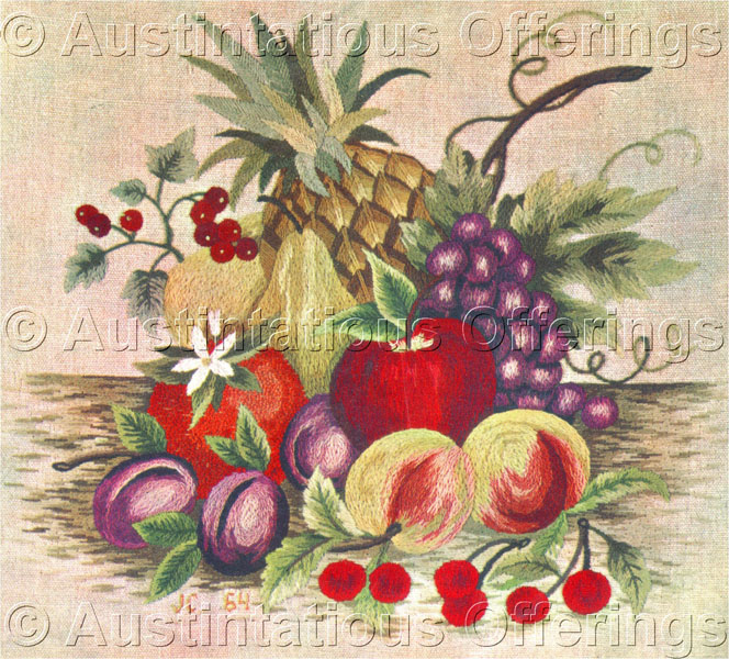 Rare Williams Fruit StillLife Crewel Embroidery Kit Apple Grapes