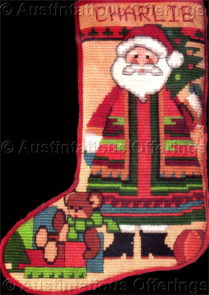Rare Southwest Santa Kilim Needlepoint Stocking Kit Bold Coat
