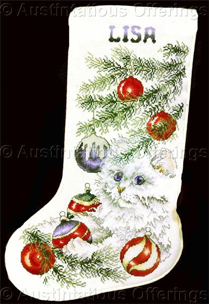 Rare StoneyCreek Kitten Cross Stitch Stocking Kit Xmas Ornaments
