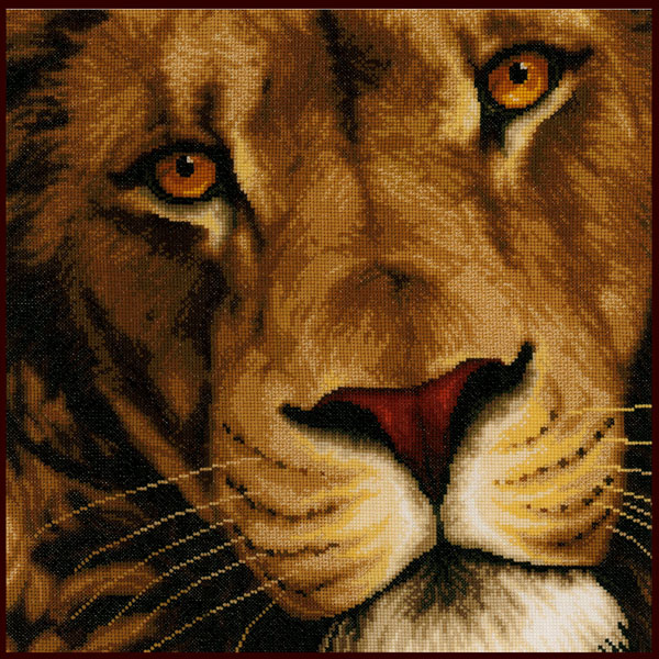 Majestic King of  Jungle CrossStitch Kit Lion Closeup Portrait
