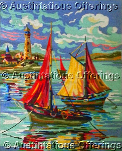 Rare Summer Sailing Needlepoint Canvas Royal Paris Village Port