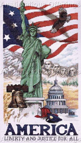 N Rossi Vintage Patriotic Poster Style CrossStitch Kit Freedom