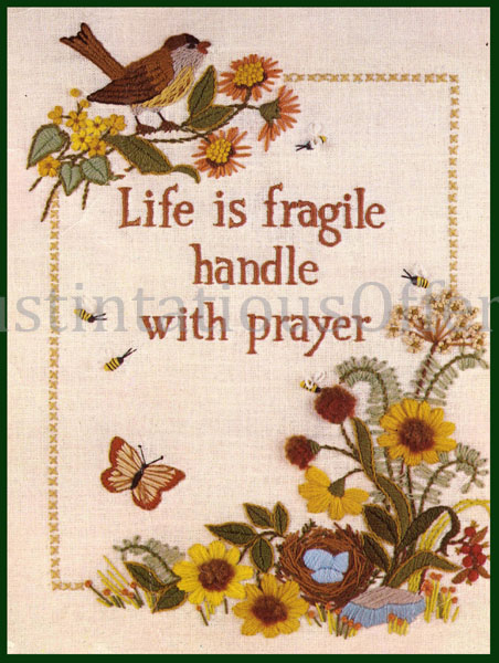 Rare Shafor Inspirational Springtime Prayer CrewelEmbroideryKit