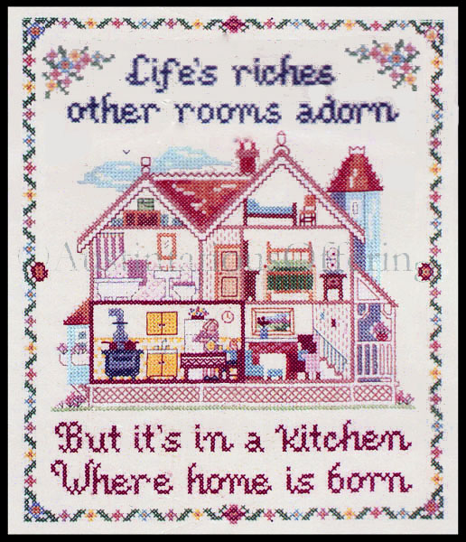 Rare Open Sided House Stamped Cross Stitch Sampler Kit Lifes Riches