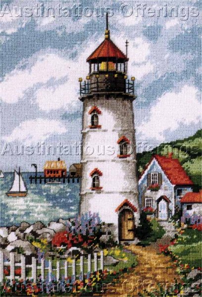 Rare Summer Time Lighthouse Cottage Needlepoint Kit Hopkins