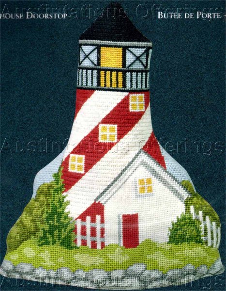 Rare Leclair Summer Lighthouse Needlepoint Kit Doorstop Pillow