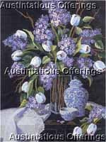 Rare Tompkin Spring Lilac Tulip Bouquet Crewel Embroidery Kit