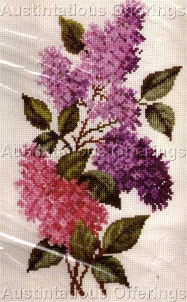Rare Helen Burgess Floral Lilacs Portrait Cross Stitch Kit