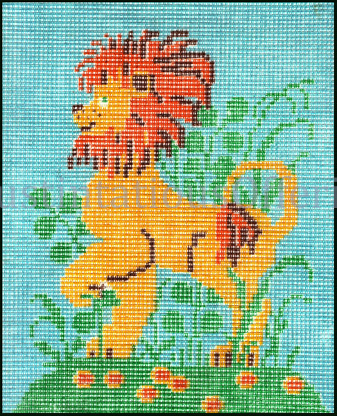 Rare Lion on Grassy Hilltop Needlepoint Kit Suits Beginners