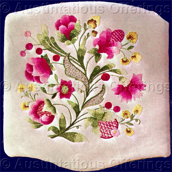 Rare Williams Pink Floral Crewel Embroidery Kit Seat Richardson