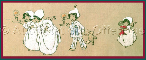 Rare Victorian Postcard Tuck Repro CrewelEmbroidery Kit Children