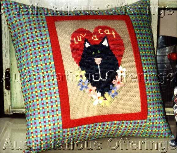 Vals Stitchin Stuff Luv A Cat Cross Stitch Pillow Chart