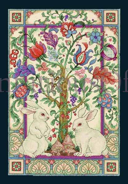 Rare LeClair Jacobean Fantasy CrossStitch Kit Magic Forest Hares